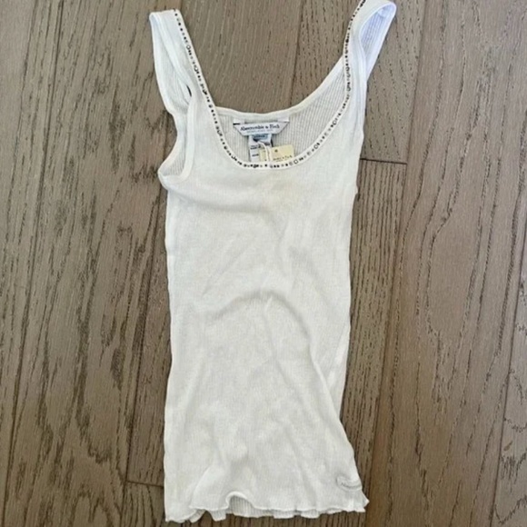 VINTAGE Abercrombie fitch sequin cotton lace tank Cami Tank Top Strappy … - Picture 1 of 9